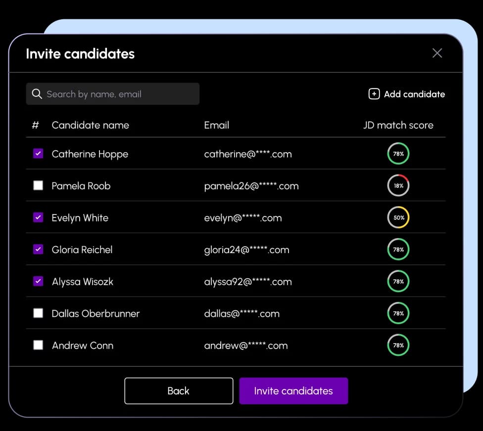 Invite candidates in bulk