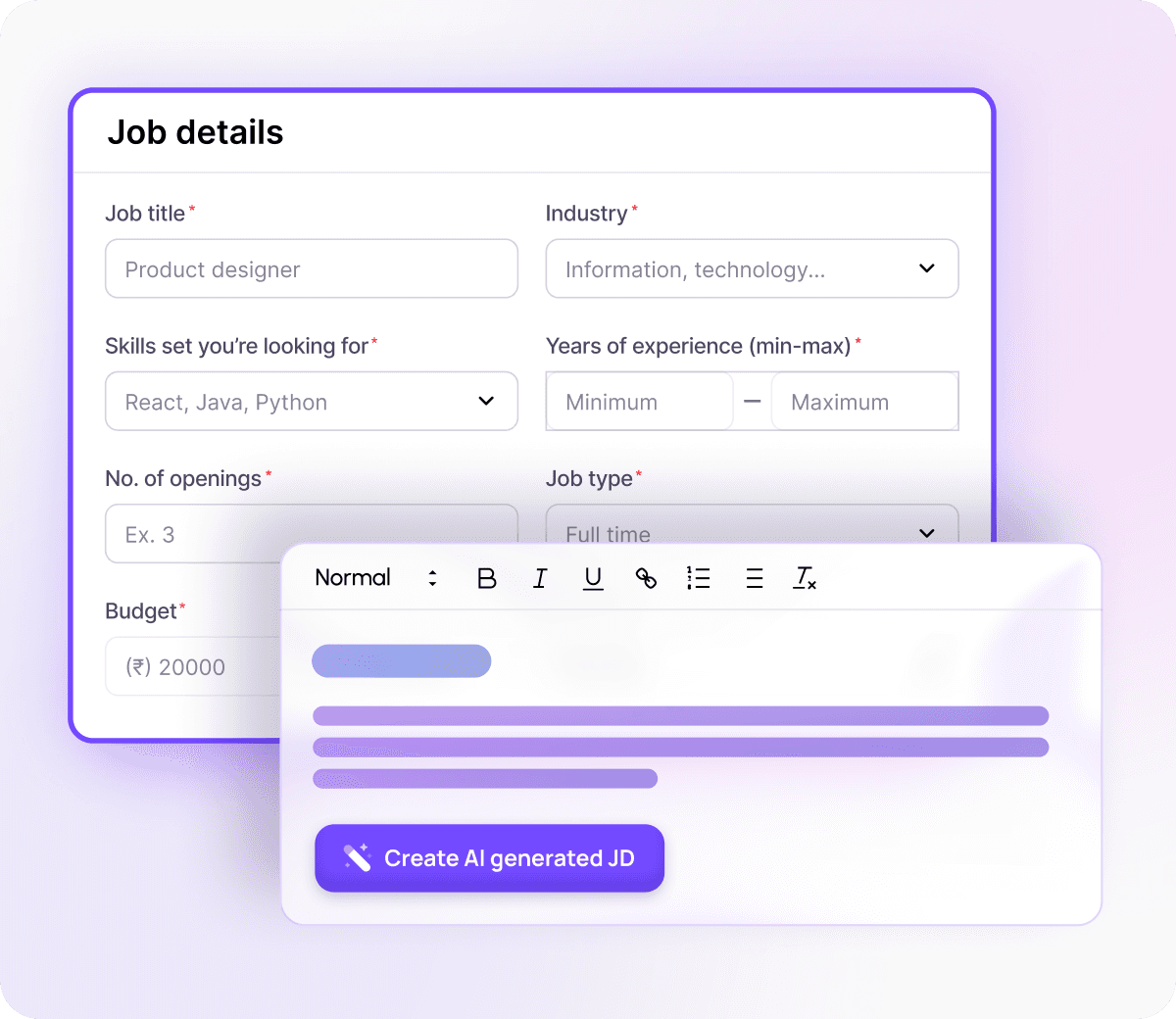 Share your role requirements